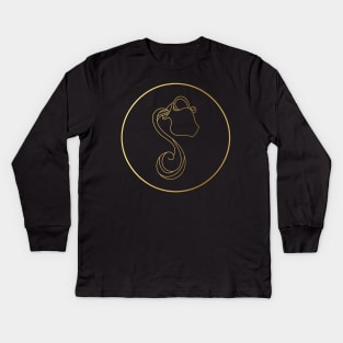 Aquarius Zodiac Art Gold Kids Long Sleeve T-Shirt